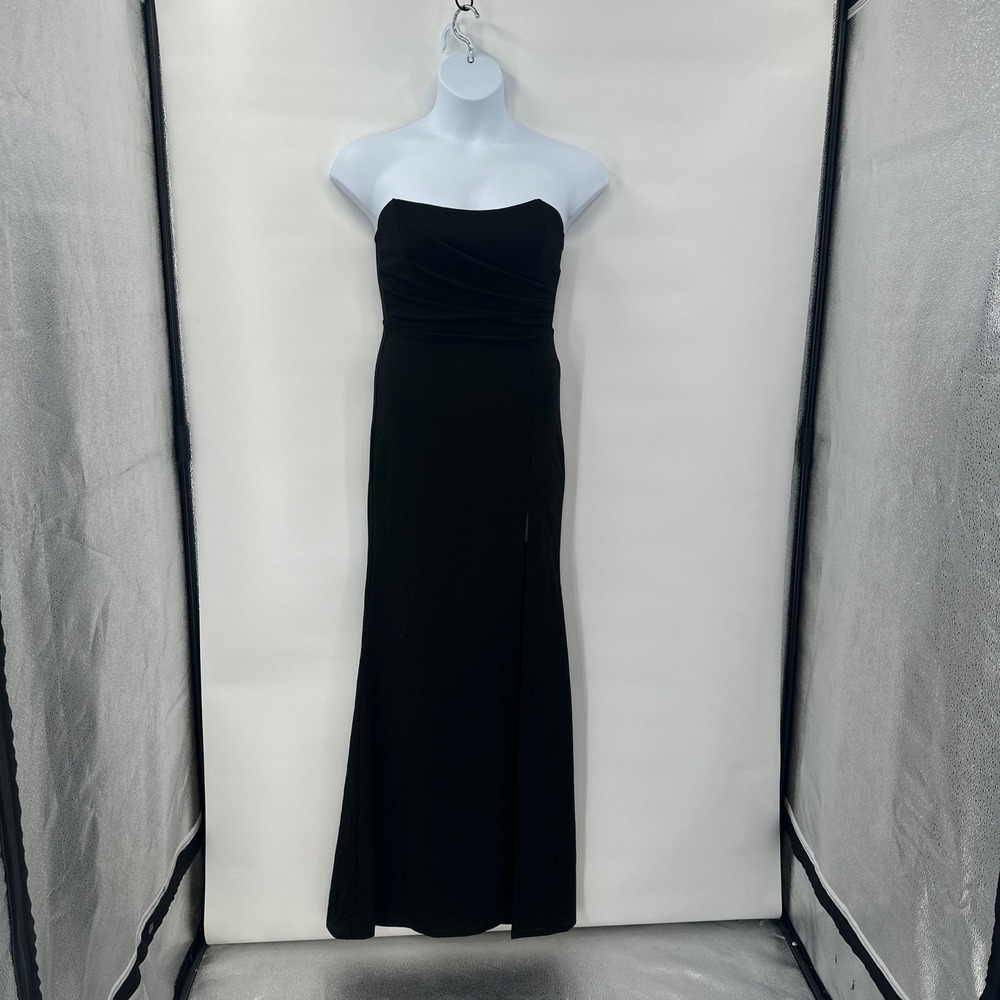 New Black Strapless Maxi Dress Medium Evening Gown Prom Homecoming - Picture 2 of 11